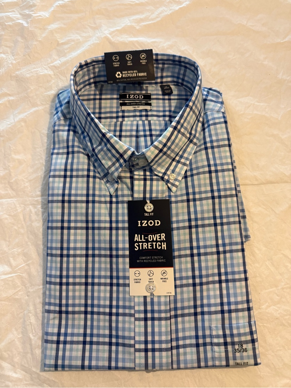 Izod Light Blue Plaid Button-Down Shirt